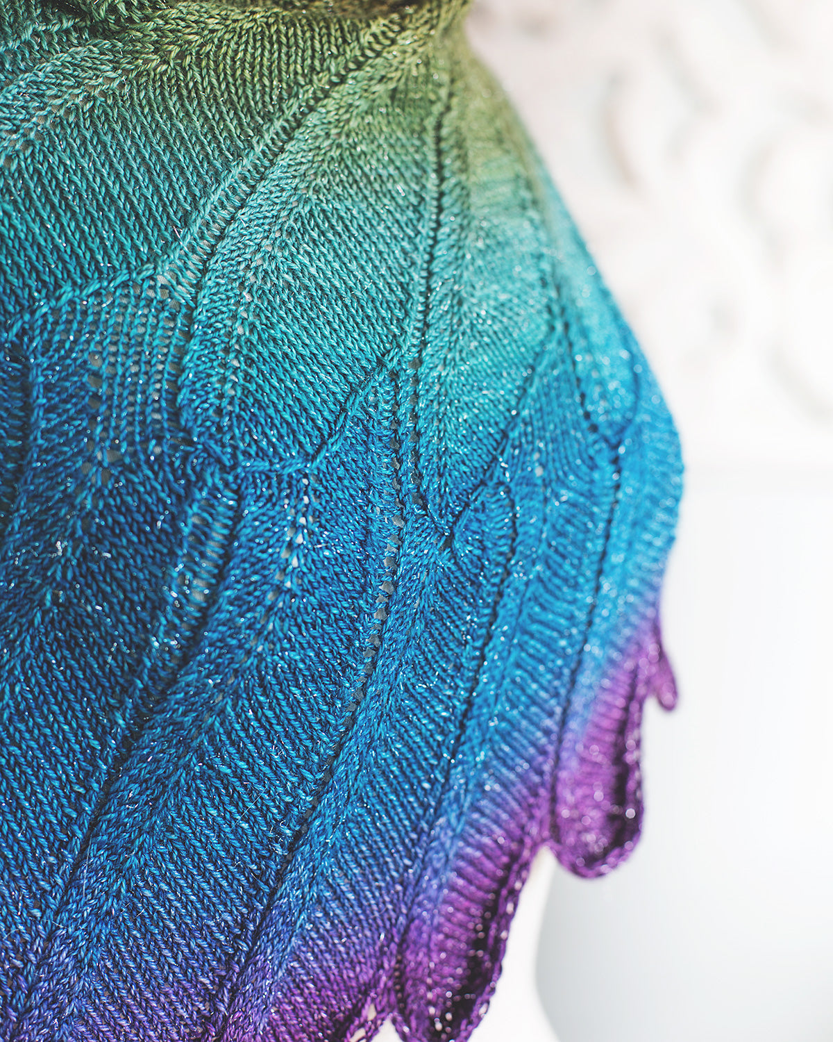 Original Wingspan, Size B. A knitted shawl designed to look like wings.