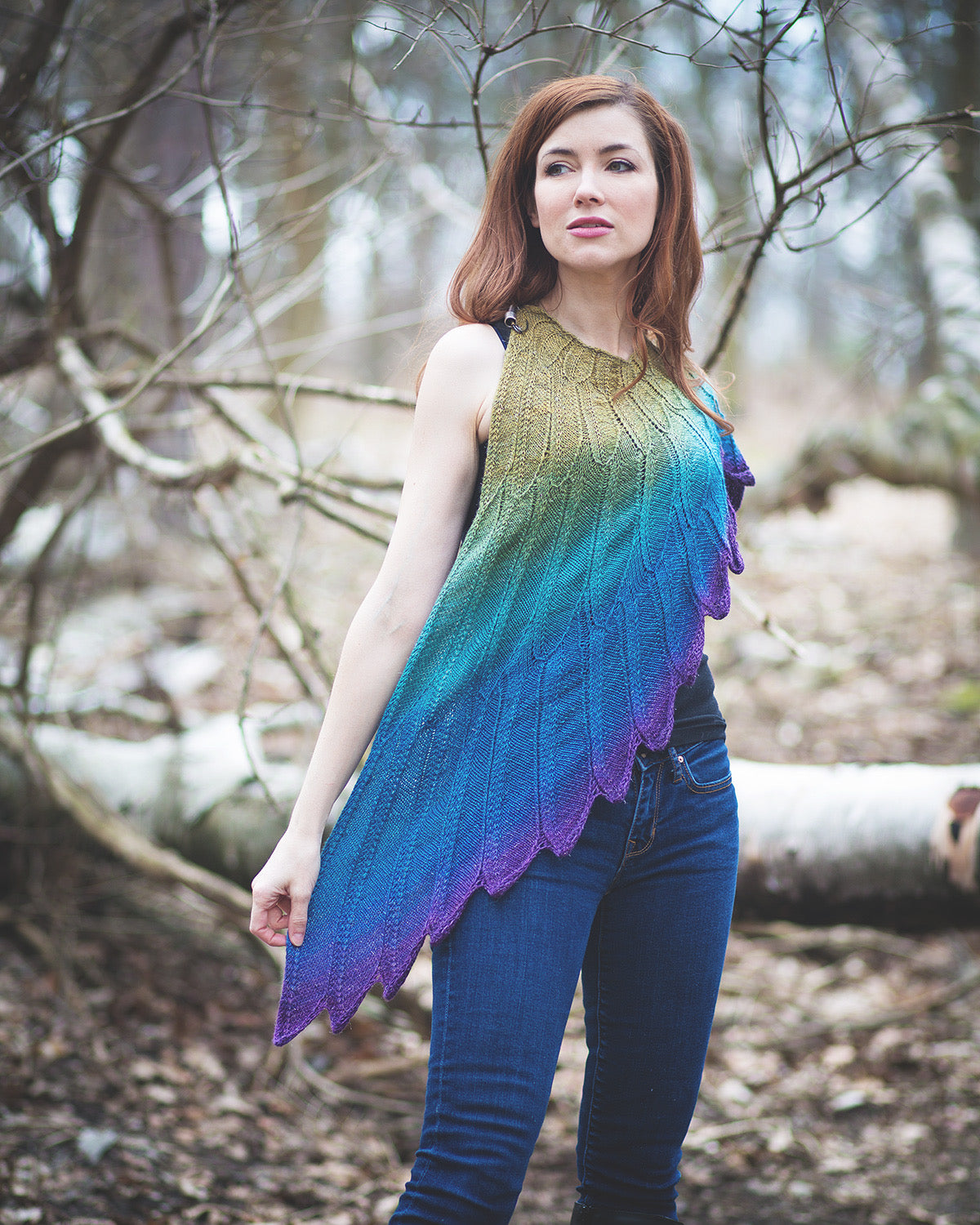 Original Wingspan, Size B. A knitted shawl designed to look like wings. 